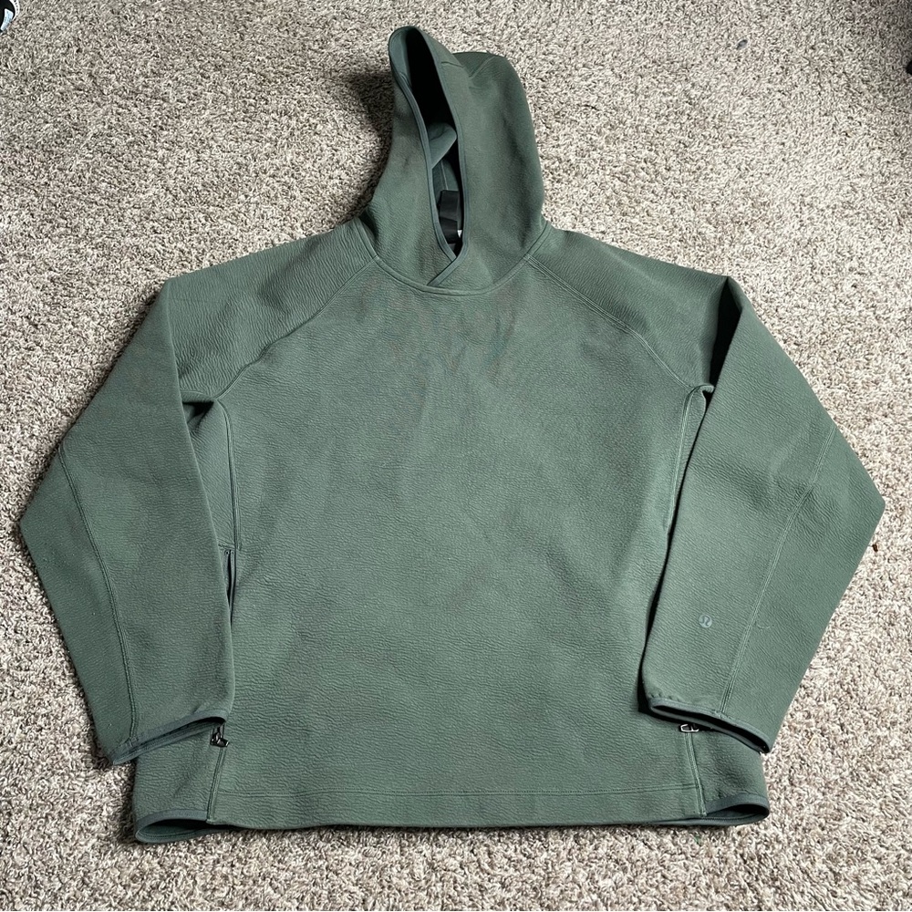Lululemon Hoodie Womens Medium Olive Green Pullover Blank Pockets